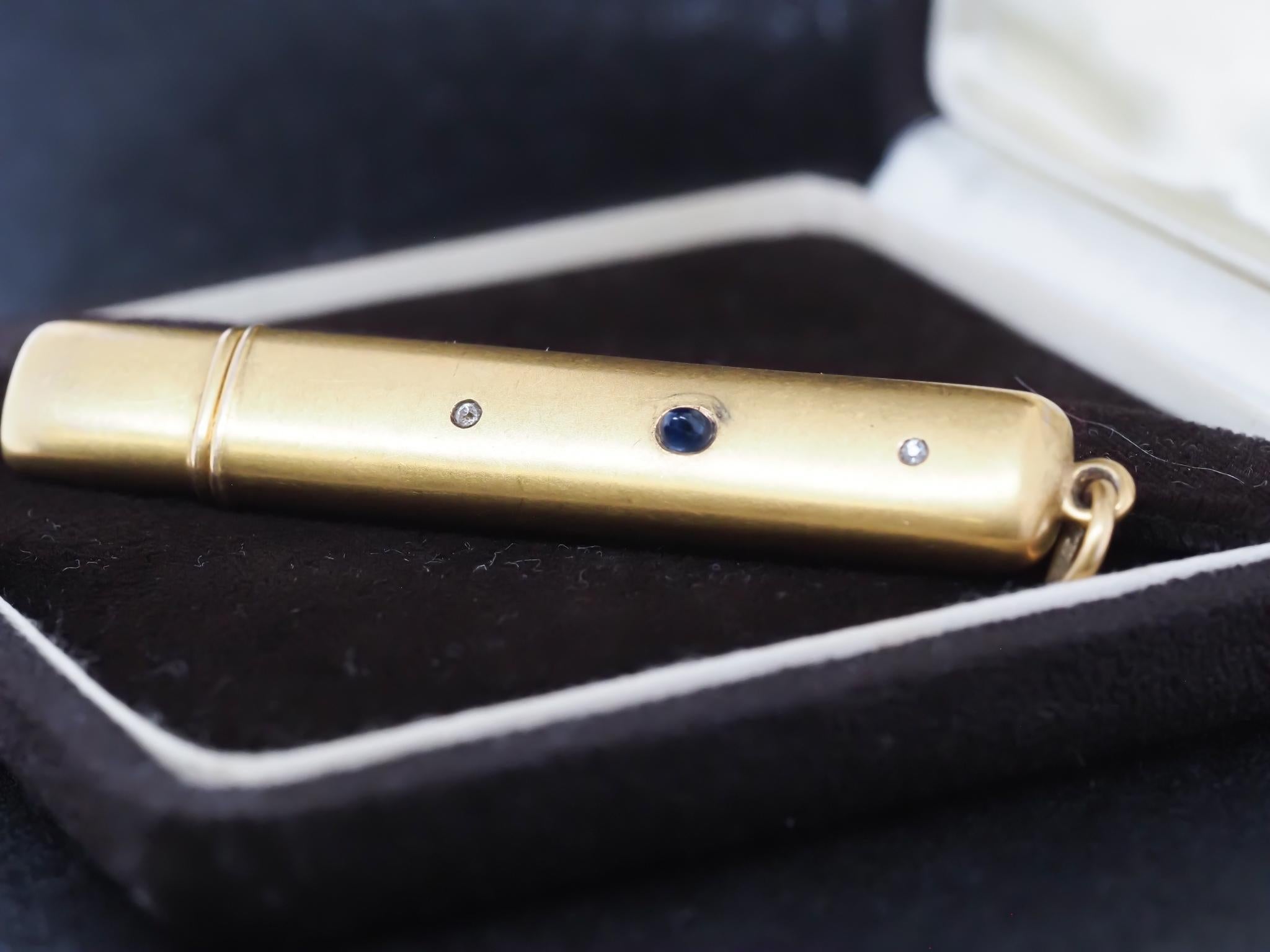 Porte-crayon édouardien en or jaune 14 carats, saphirs et diamants - VHK#303b en vente 5