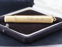 Estate Edwardian 14K Yellow Gold Sapphire and Diamond Pencil Holder - VHK#303b