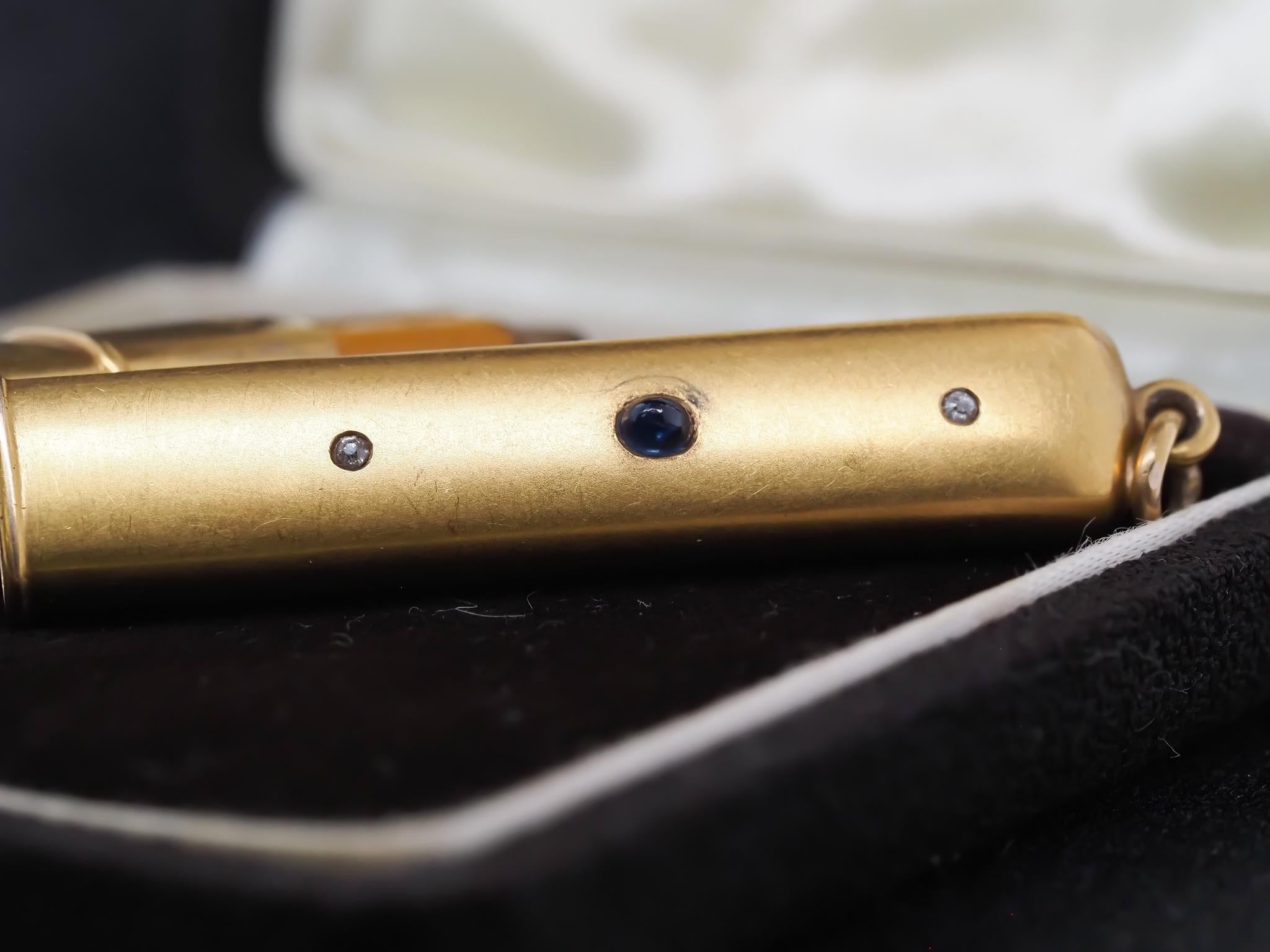 Édouardien Porte-crayon édouardien en or jaune 14 carats, saphirs et diamants - VHK#303b en vente