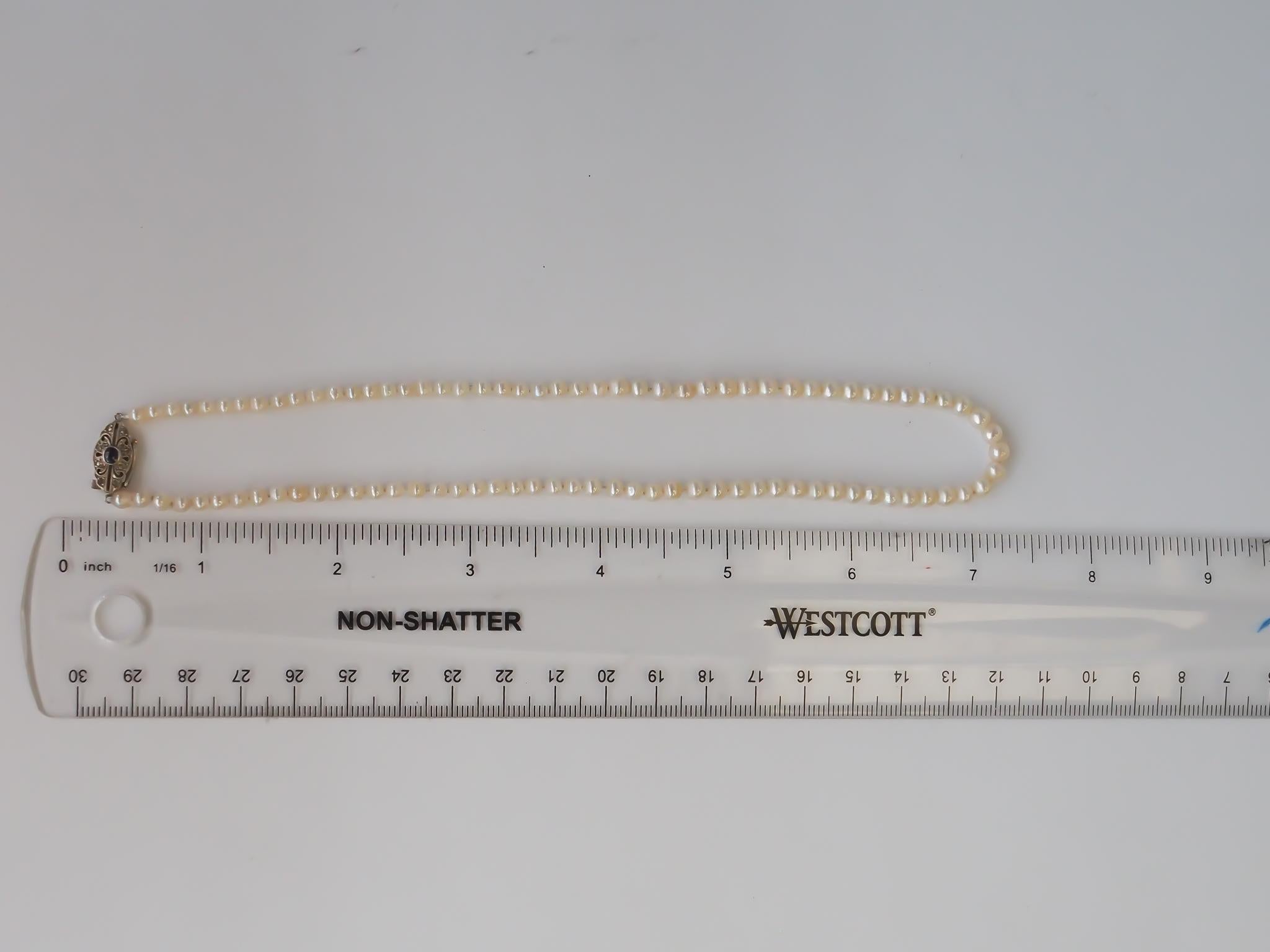 Estate Edwardian GIA Natural Saltwater Pearl Necklace & Sapphire Clasp VHK#965 For Sale 7