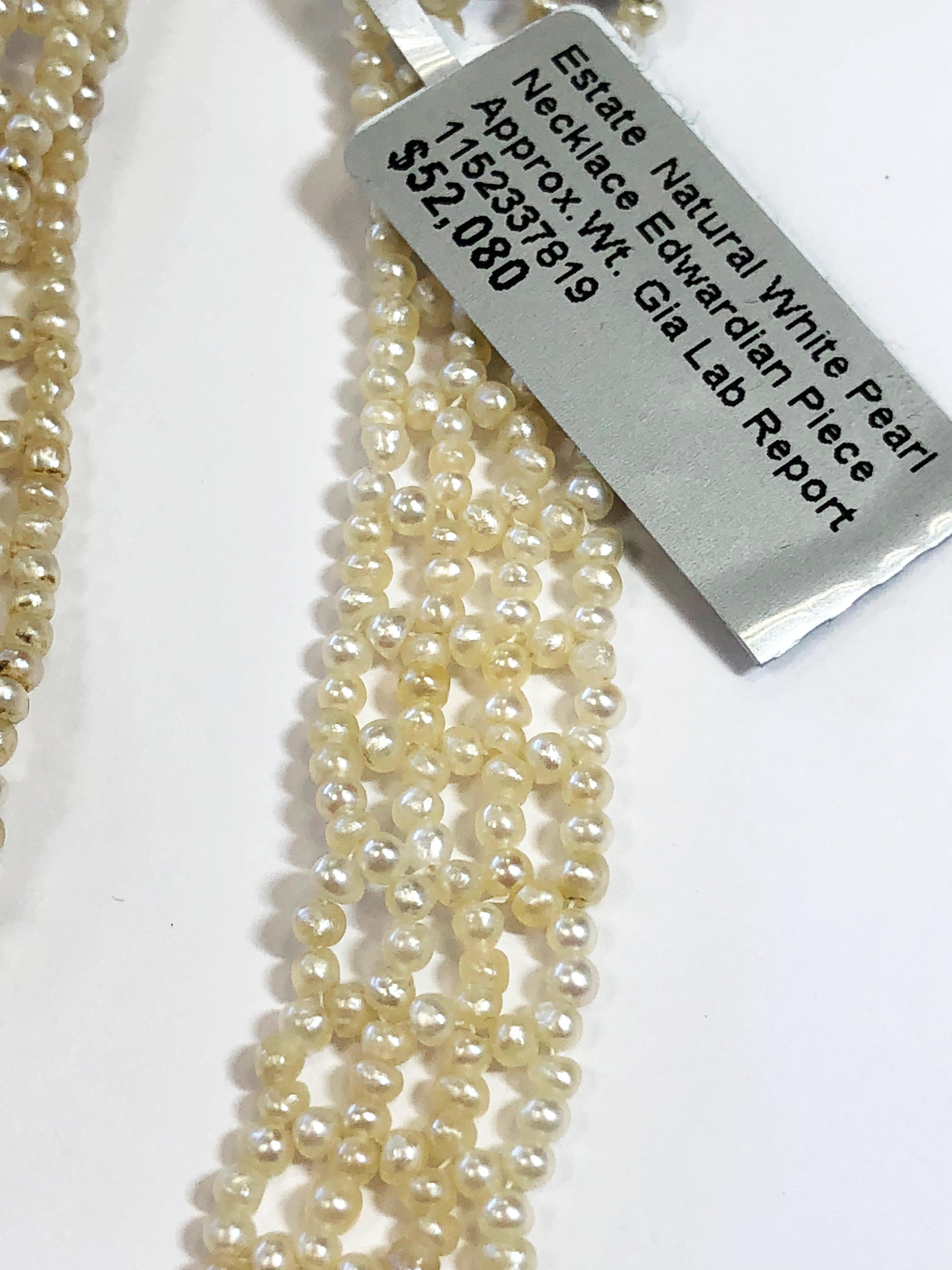 Estate Edwardian Natural White Pearl Necklace with GIA Lab Report In New Condition In Los Angeles, CA