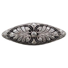 Nachlass Edwardianische Platin Navette Alteuropäische Diamantbrosche