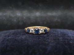 Estate Edwardian Sapphire and Old Mine Diamond Ring - VHK#1000
