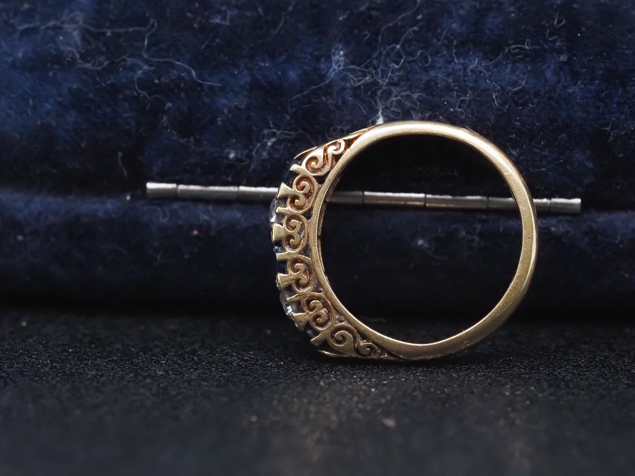 Nachlass Edwardianischer Saphir und Diamantring mit altem Minenschliff - VHK#1000 im Zustand „Gut“ im Angebot in Hicksville, NY