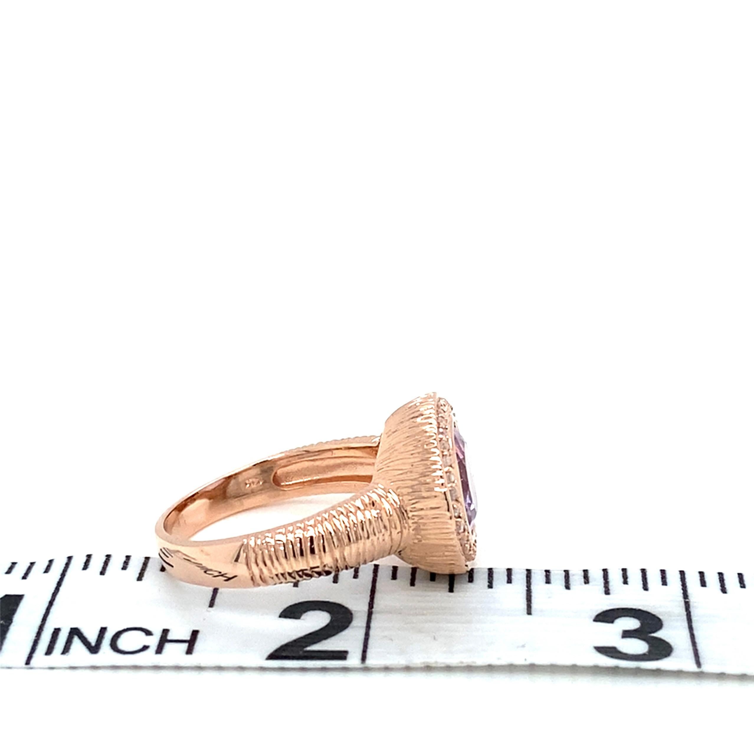 Estate Effy/BH Multi Rose de France Amethyst, Diamond and Rose Gold Fashion Ring For Sale 4