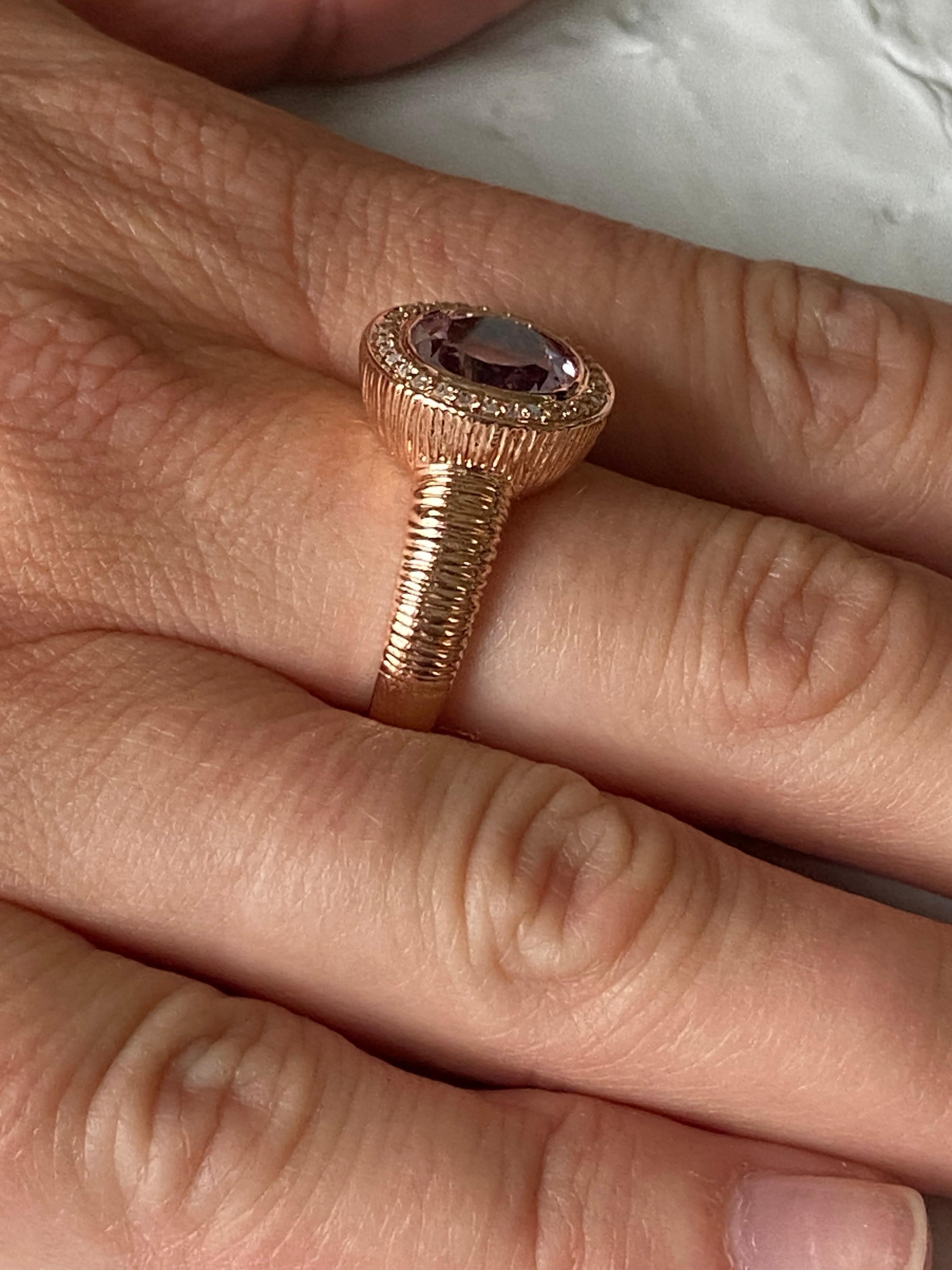 Estate Effy/BH Multi Rose de France Amethyst, Diamond and Rose Gold Fashion Ring For Sale 6