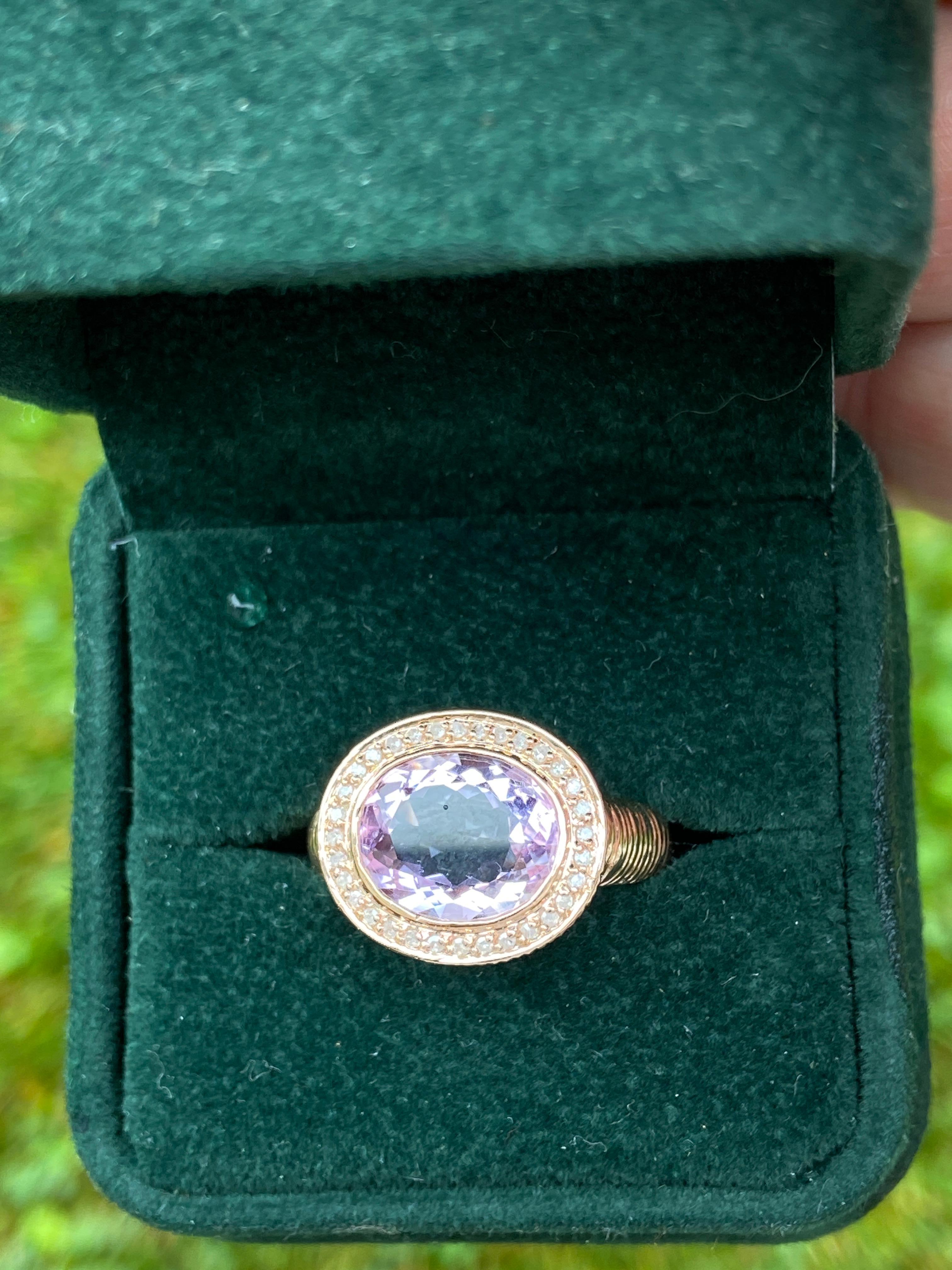 Estate Effy/BH Multi Rose de France Amethyst, Diamond and Rose Gold Fashion Ring For Sale 7