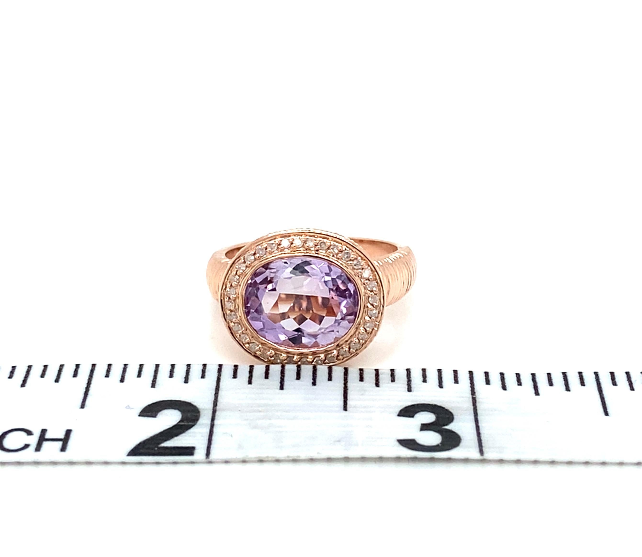 Estate Effy/BH Multi Rose de France Amethyst, Diamond and Rose Gold Fashion Ring For Sale 2