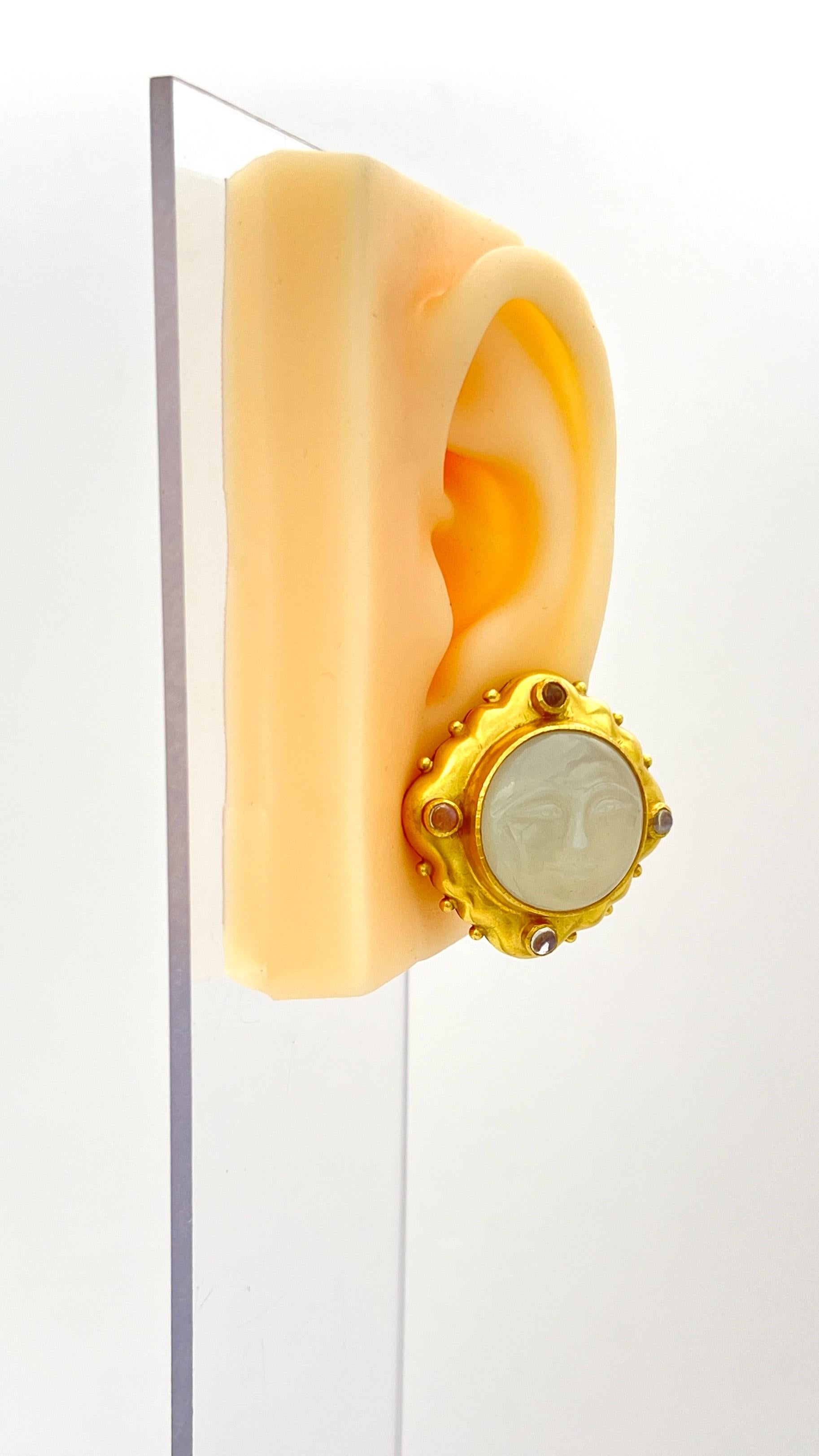 Beautiful estate Elizabeth Locke moon earrings in 18k yellow gold.