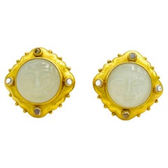 Used Estate Elizabeth Locke Moon Earrings in 18K Yellow Gold