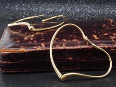 Estate Elsa Peretti Tiffany & Co. 18K Yellow Gold Open Heart Hoop Earrings