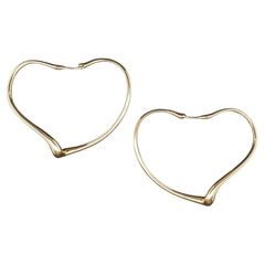 Estate Elsa Peretti Tiffany & Co. 18K Yellow Gold Open Heart Hoop Earrings