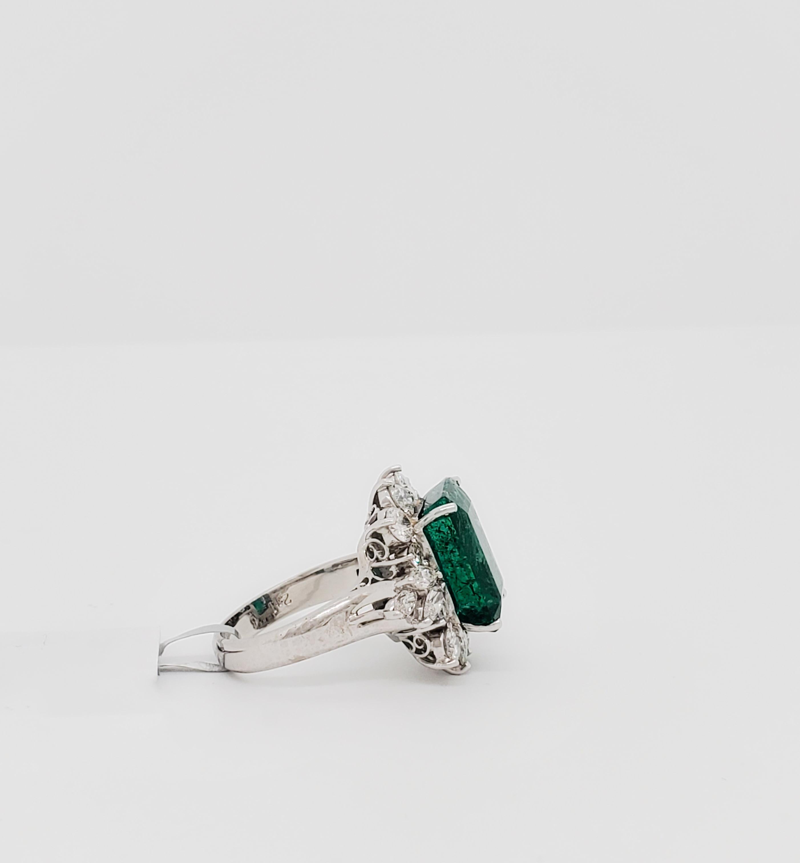 da uomo o donna Anello cocktail con smeraldo e diamante in platino