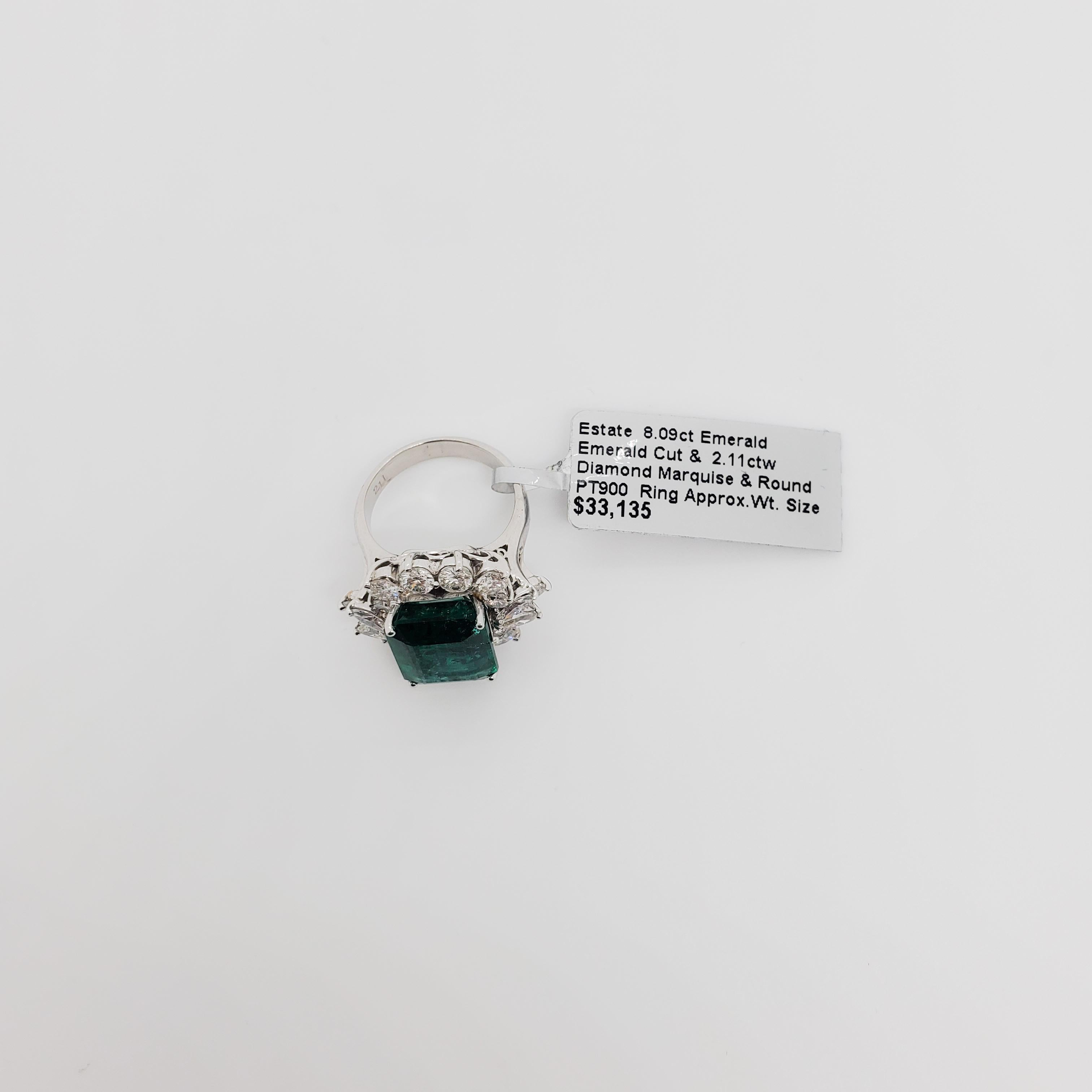 Anello cocktail con smeraldo e diamante in platino 1