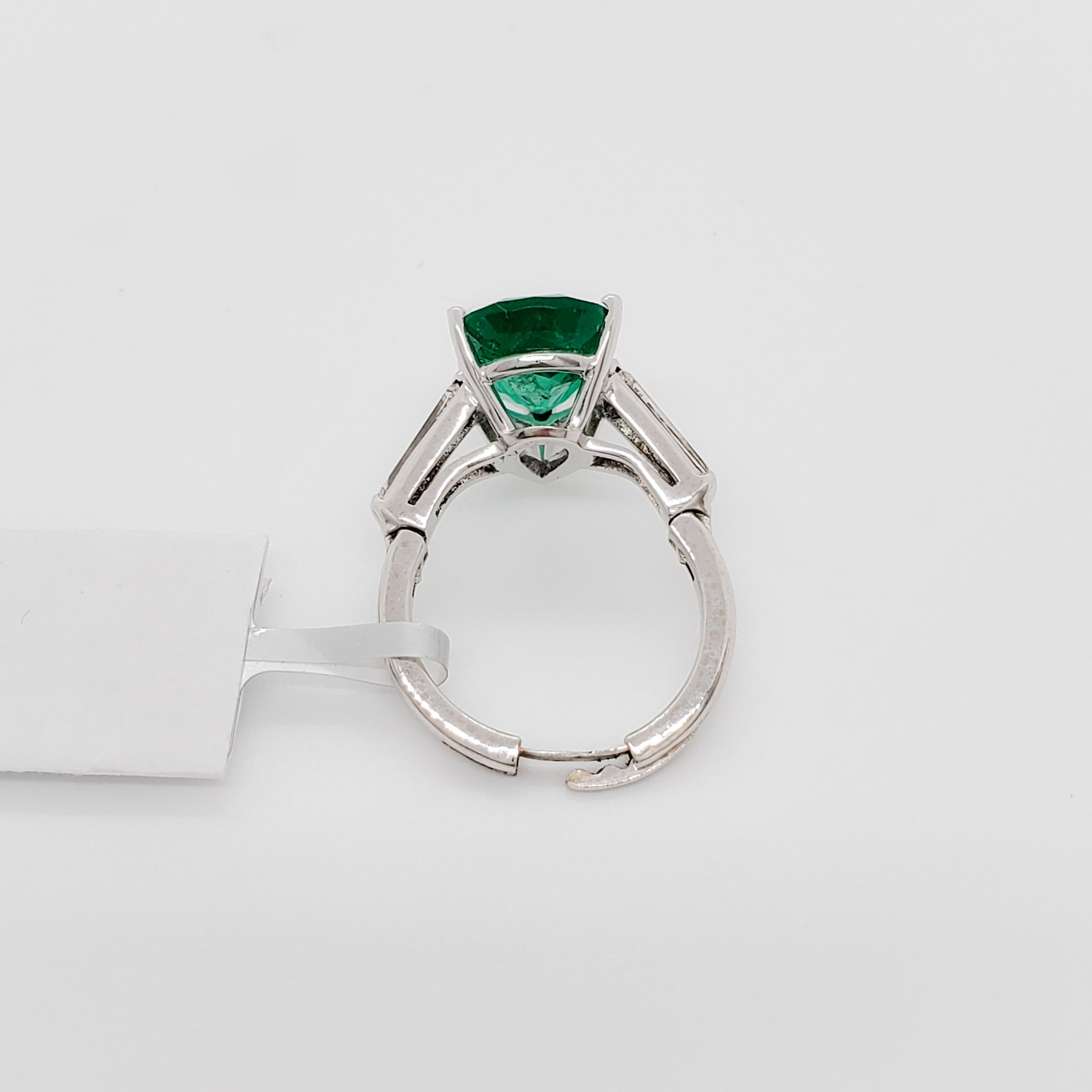 Estate Emerald and Diamond Cocktail Ring in Platinum 3