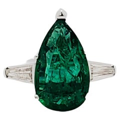 Estate Emerald and Diamond Cocktail Ring in Platinum