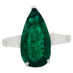 Estate Emerald and Diamond Cocktail Ring in Platinum