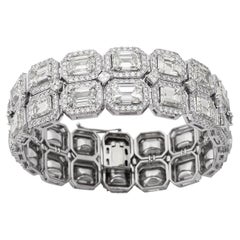 Diana M. Bracelet en diamants en platine avec 50 carats de diamants taille émeraude 