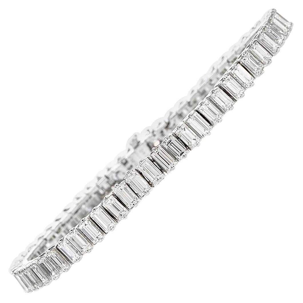 Estate Emerald Cut Diamond Platinum Tennis Bracelet