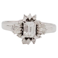 Estate Emerald Cut Diamond Ring in Platinum
