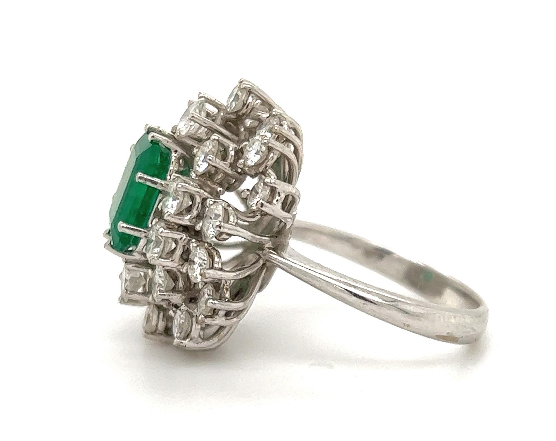 Emerald Cut Estate Emerald & Diamond Cocktail Ring For Sale