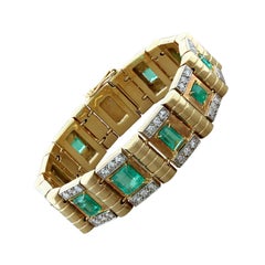 Estate Emerald Diamond Gold Bracelet