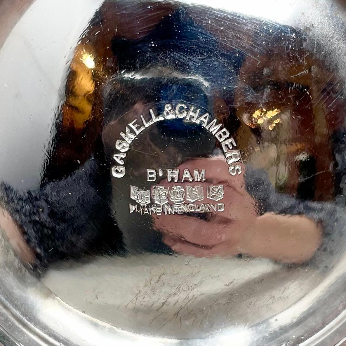 Englischer versilberter Birminghamer Shaker „Gaskell & Chambers“ aus Nachlass, um 1930. im Angebot 3