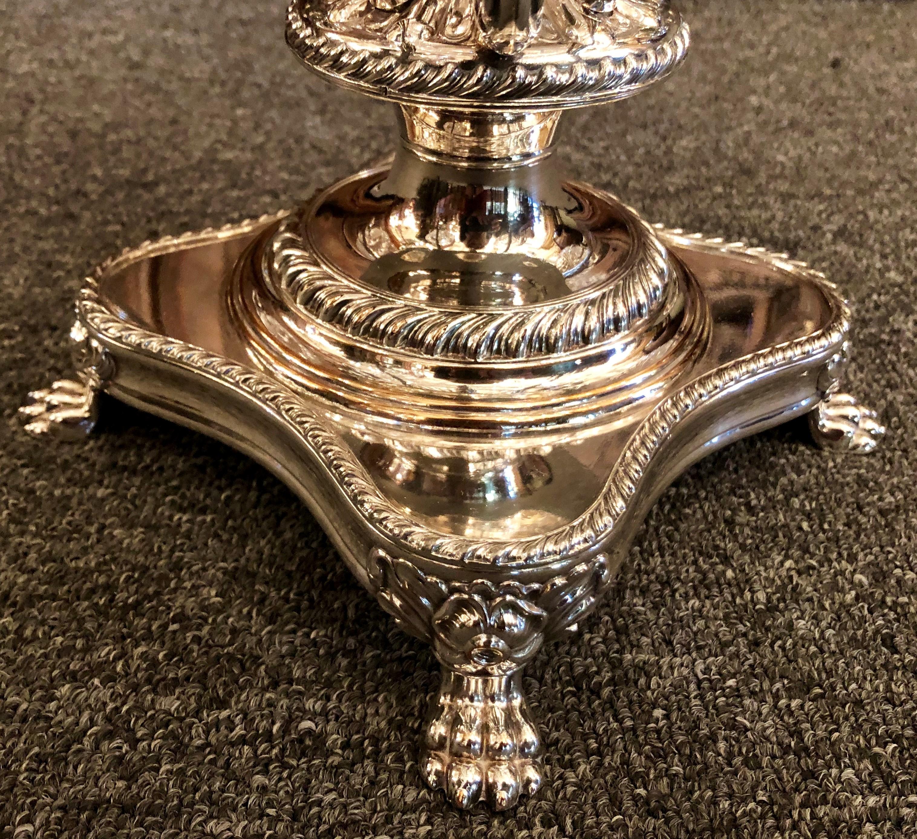 Estate English Handmade Silver Plate and Cut Crystal Epergne Centrepiece In Excellent Condition In New Orleans, LA