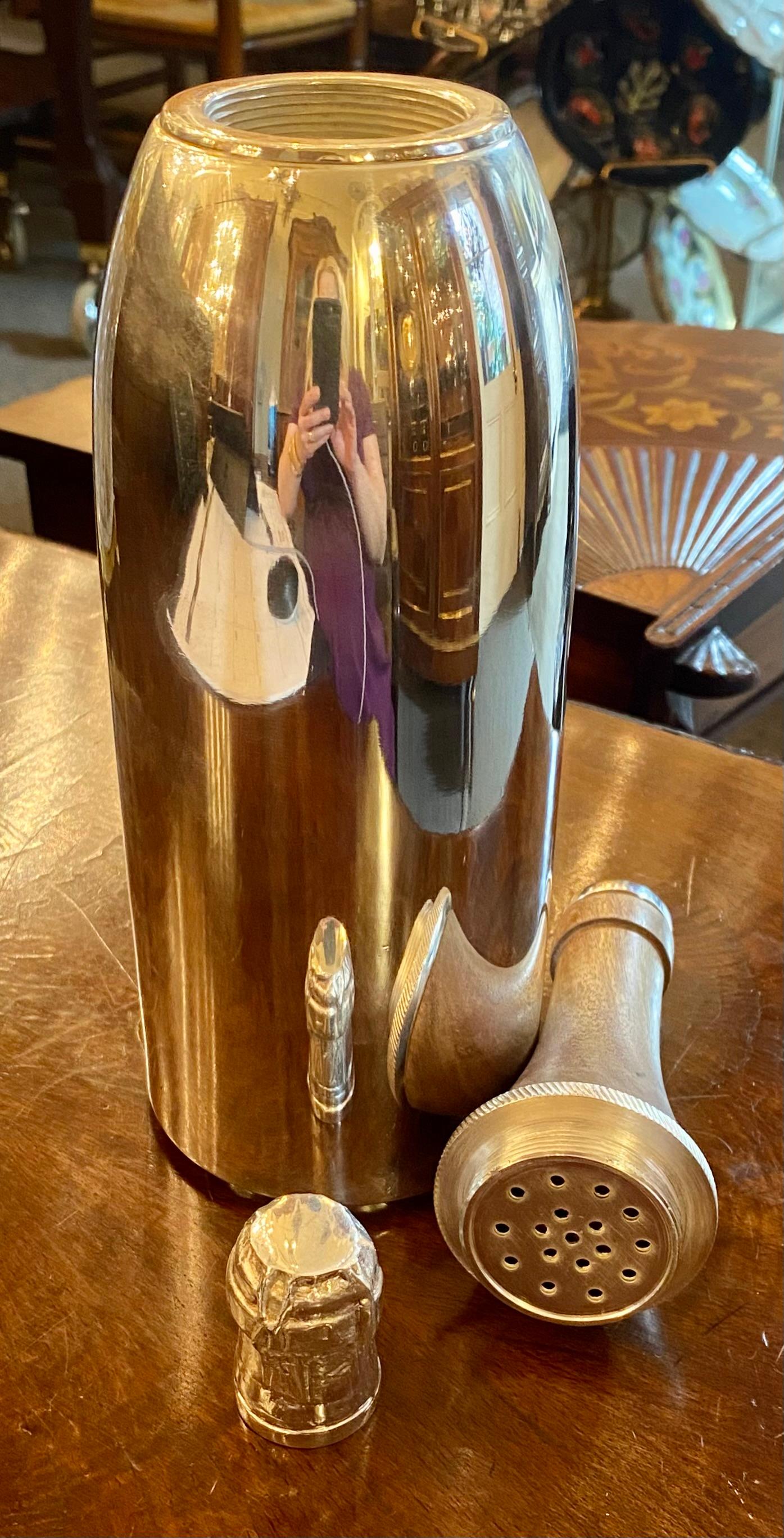 Estate English James Deakin & Sons Silver-Plate Champagne Bottle Cocktail Shaker In Good Condition In New Orleans, LA