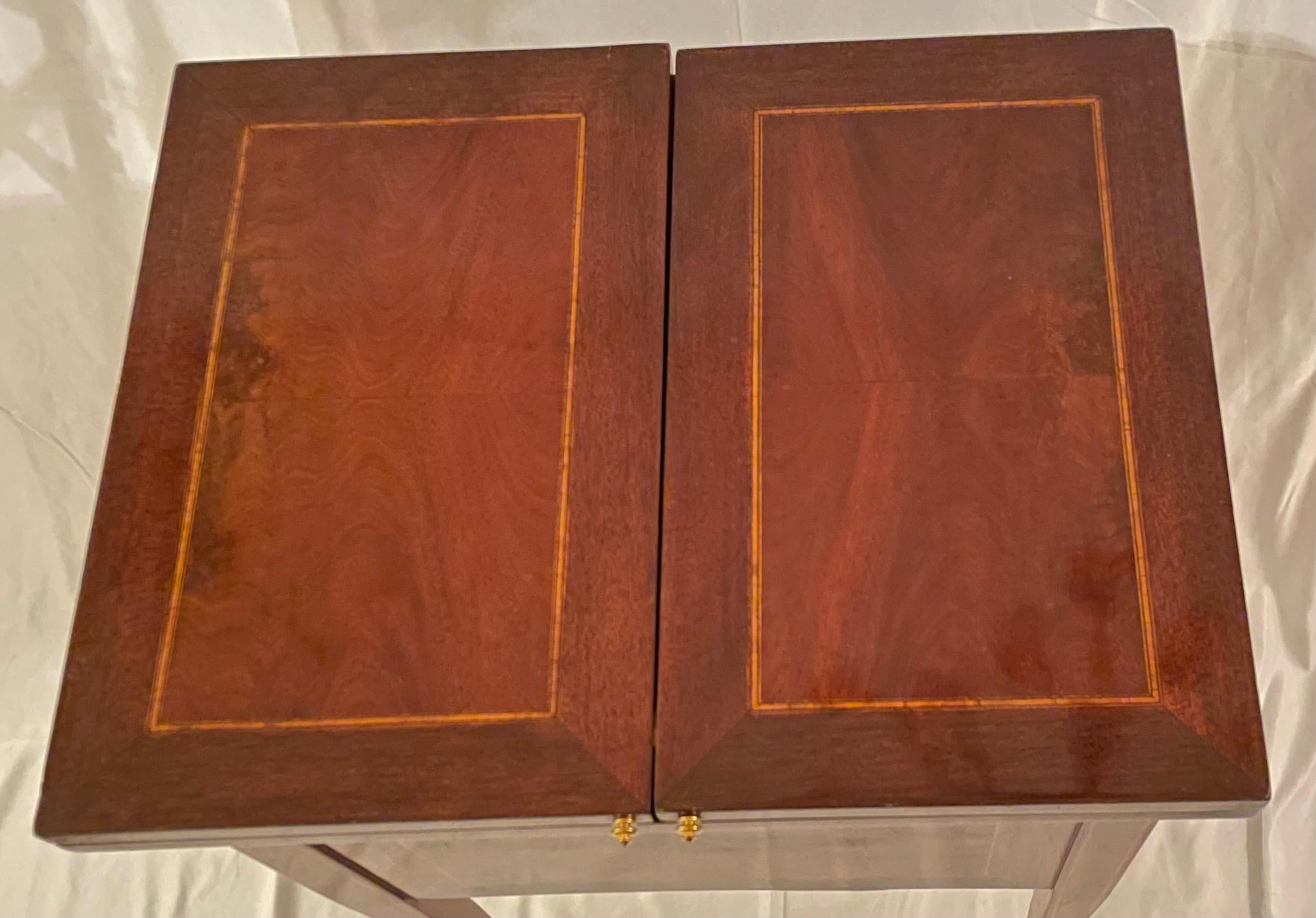 20th Century Estate English Mahogany Hidden Surprise Bar with Cut Crystal Barware, circa 1940