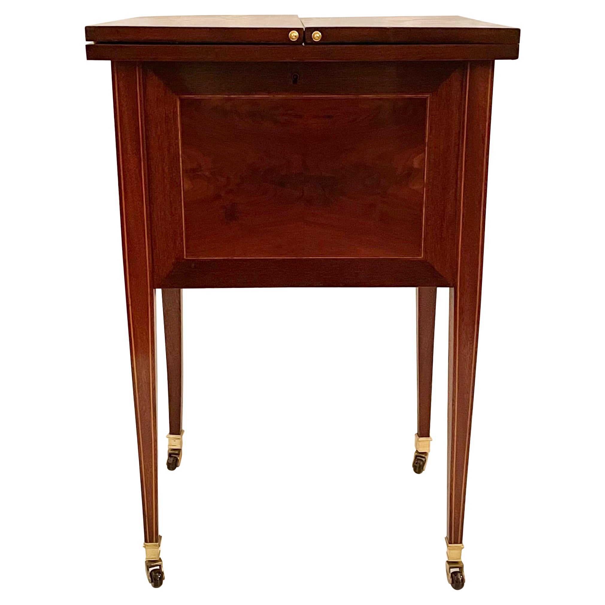 Estate English Mahogany Hidden Surprise Bar with Cut Crystal Barware, circa 1940