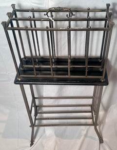 Estate English Polished Steel Canterbury or Magazine Stand, circa 1940's