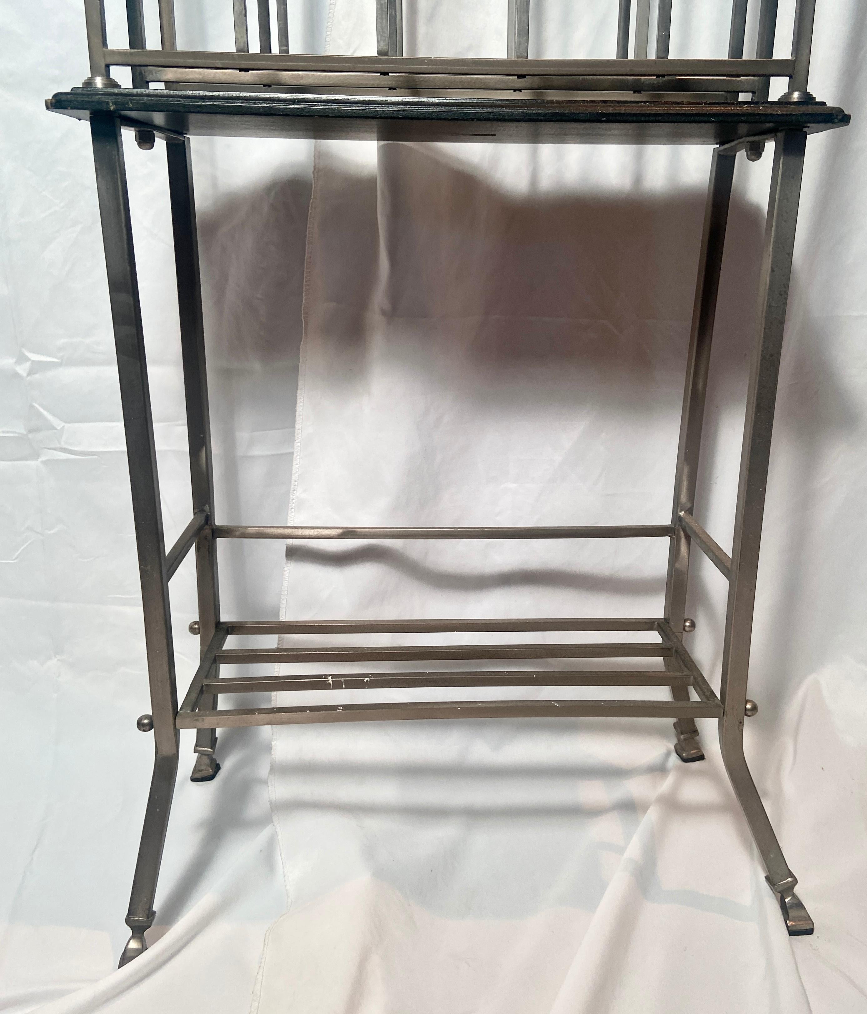 20th Century Estate English Polished Steel Canterbury or Magazine Stand, circa 1940's For Sale
