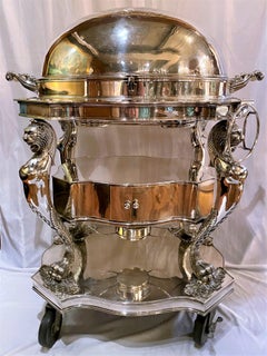 Estate English Regency Style Silver-Plate Meat Carving Trolley, Fully Outfitted