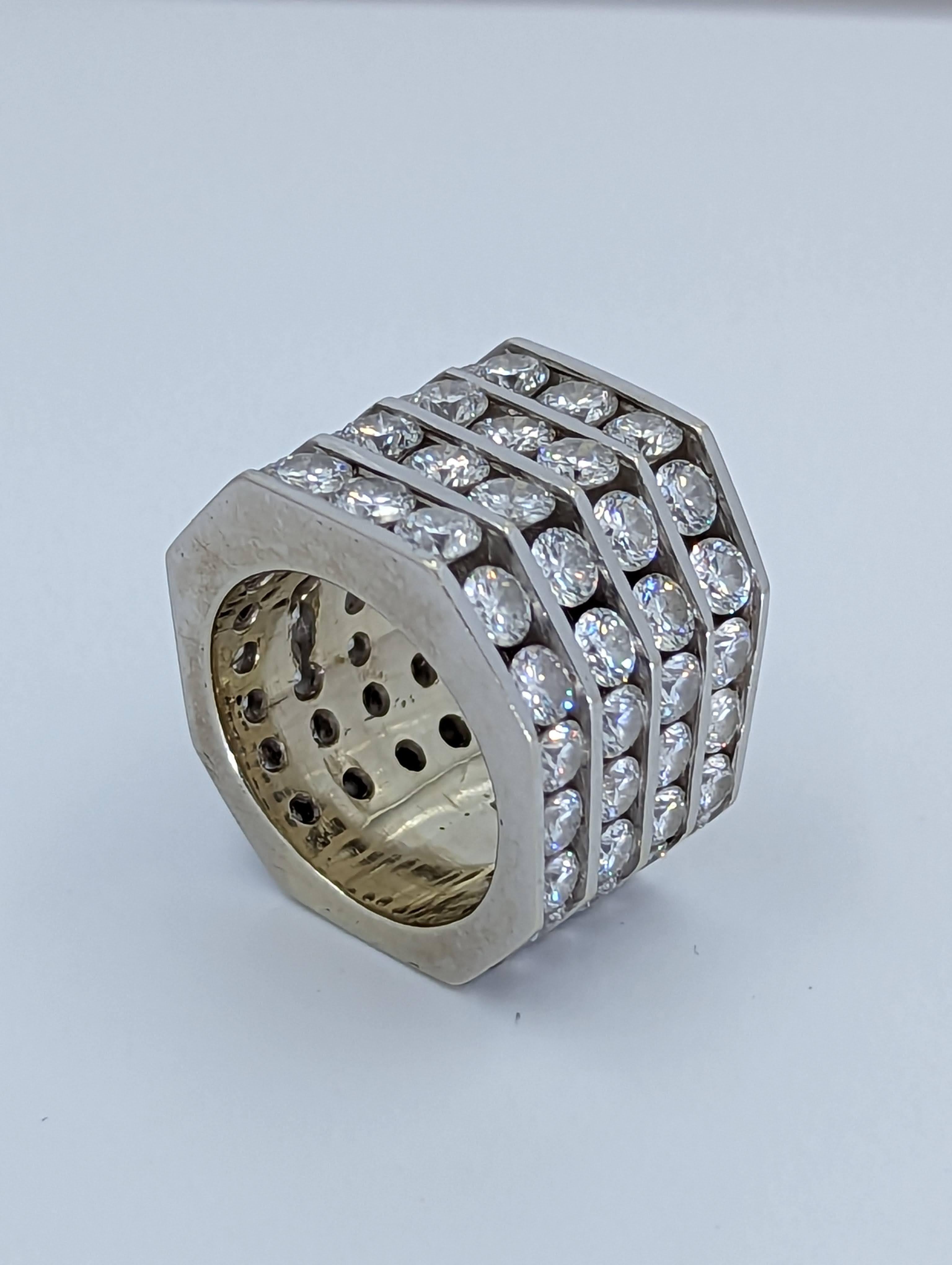 Women's or Men's Estate Eternity 14g 14KT White Gold 7CTW Diamond Wedding band pinky ring Vintage For Sale