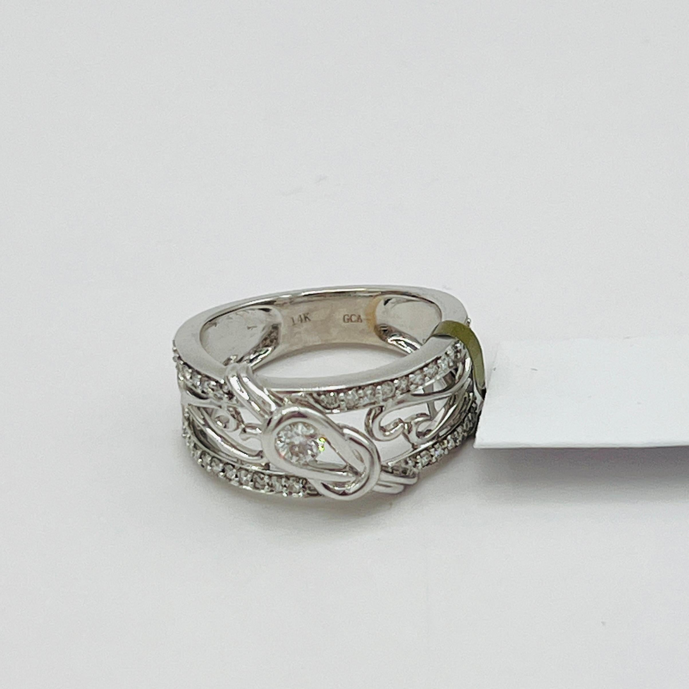Estate Everion White Diamond Love Knot Ring in 14K White Gold 1
