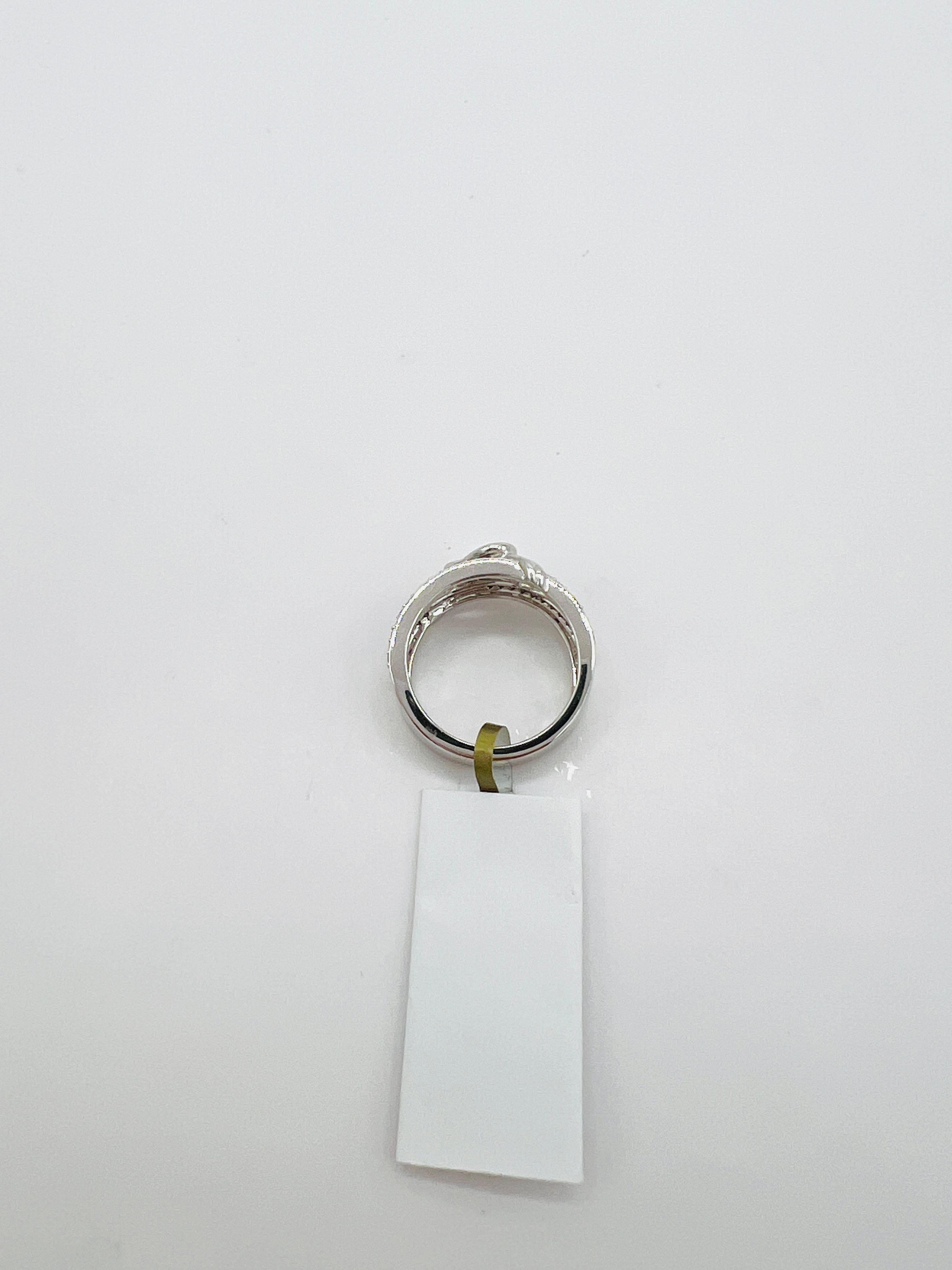 Estate Everion White Diamond Love Knot Ring in 14K White Gold 3