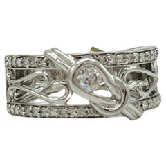 Estate Everion White Diamond Love Knot Ring in 14K White Gold