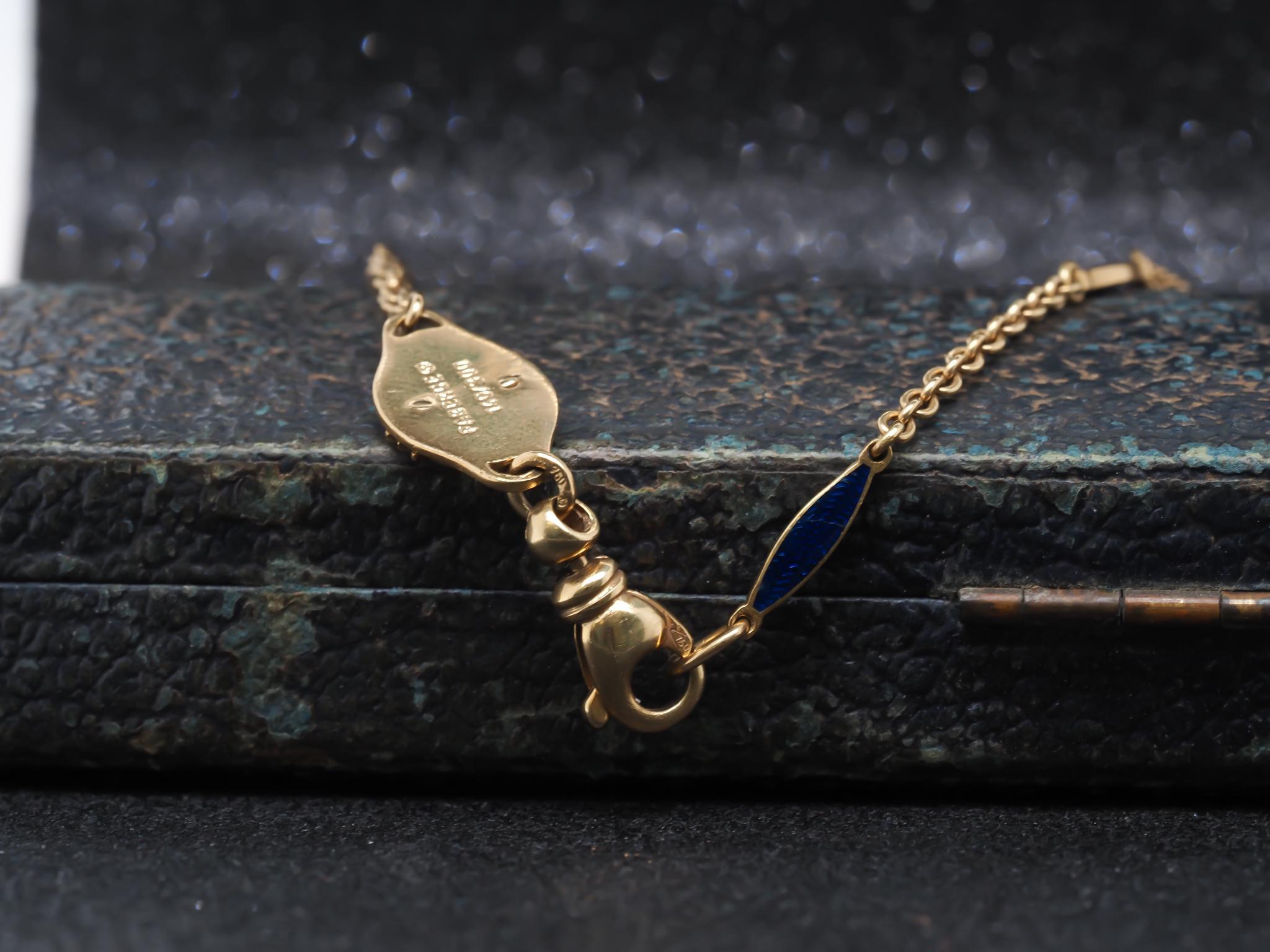 Chaîne à maillons unique FabeEstate Faberge en or jaune 18 carats et émail - VHK n°974 en vente 1