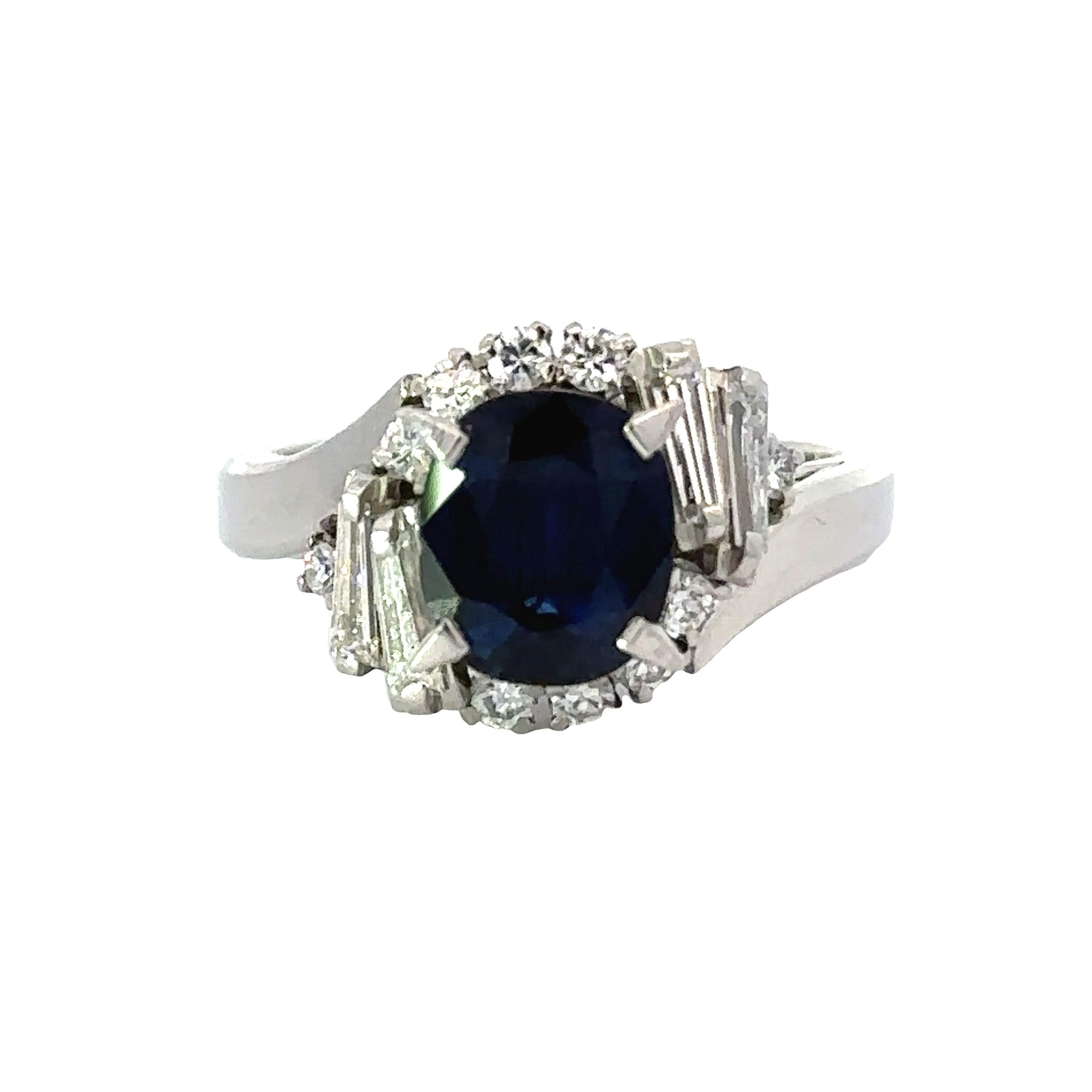 Bague Estate, diamant mixte 0,53ct  F-G VS1-SI1, 1 saphir fin ovale 1.98ct, Platine 8.05g

Type de bijoux : Bague
Type de métal : Platine 
Poids du métal : 8,05 grammes
Taille de l'anneau : 5.75
Marque : Estate
Pierre centrale : Type de pierre :