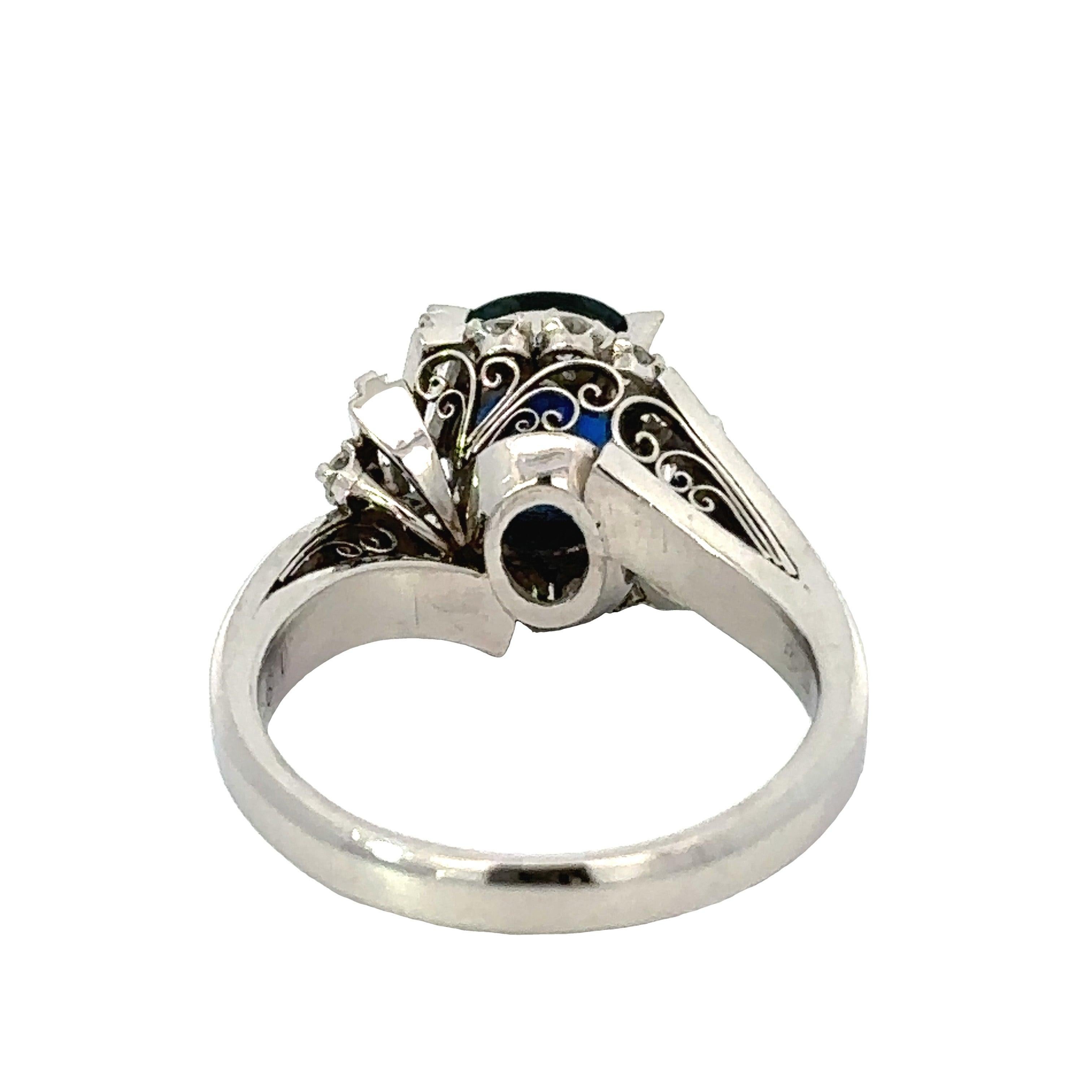 Bague saphir ovale 1,98 ct Diamant Platine 14208 Pour femmes en vente