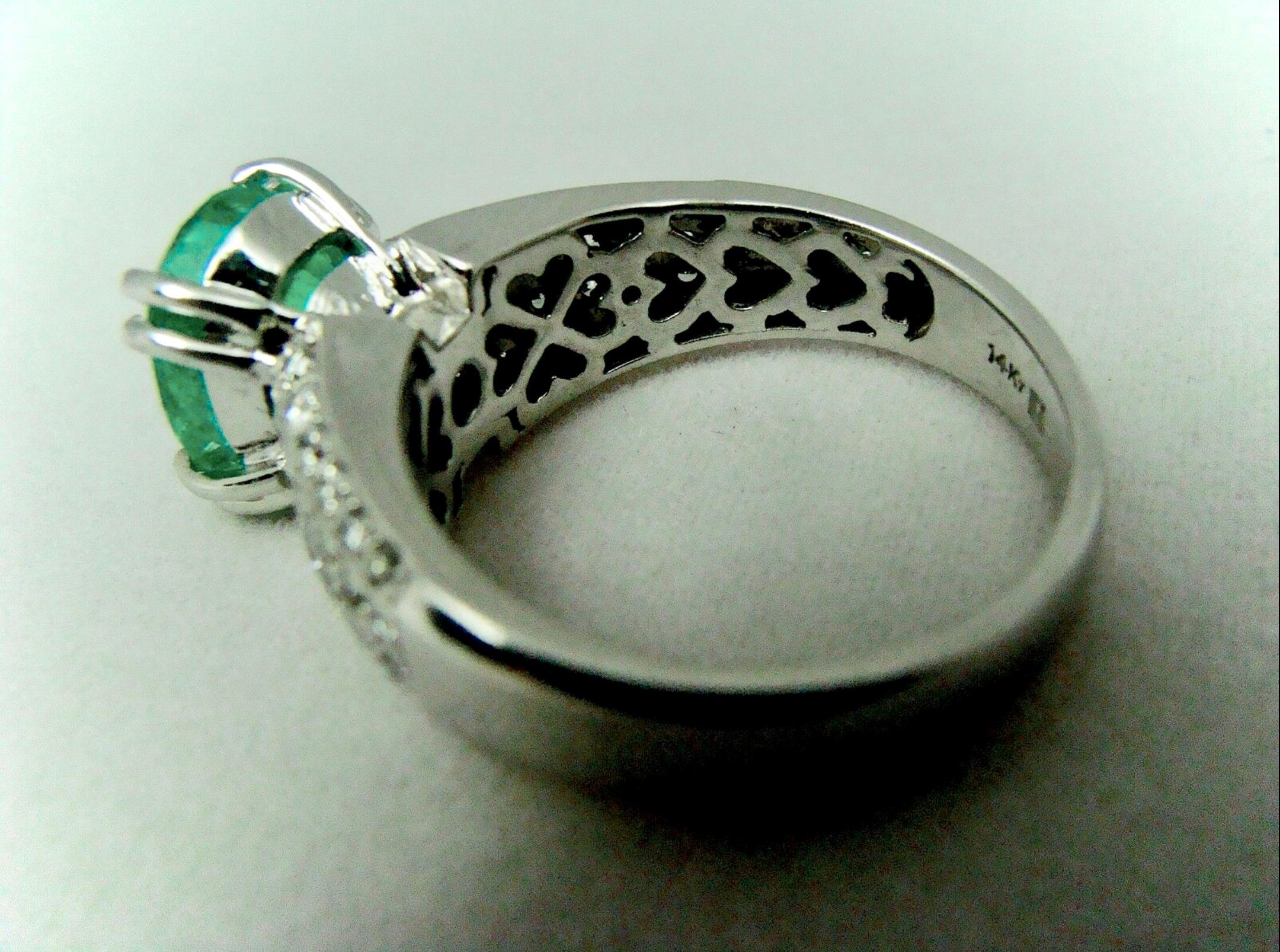 Oval Cut Fine Estate Fine 4.90 Carat Emerald Diamond Engagement Ring  For Sale