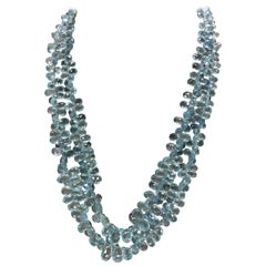 Estate Fine Aquamarine Bead Double Strand Necklace