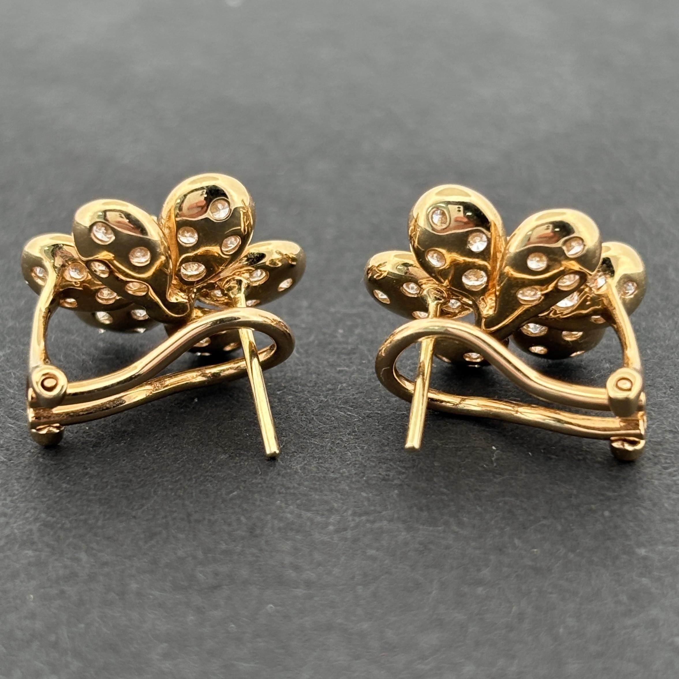 Estate Flower 18k Gelbgold & Diamant-Ohrringe 1,00ctw Damen im Angebot