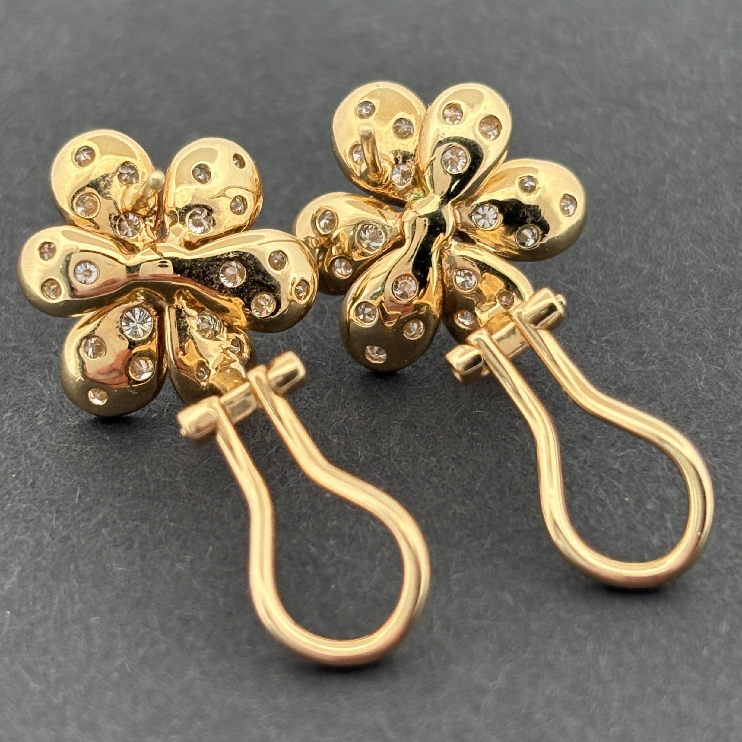 Estate Flower 18k Gelbgold & Diamant-Ohrringe 1,00ctw im Angebot 1