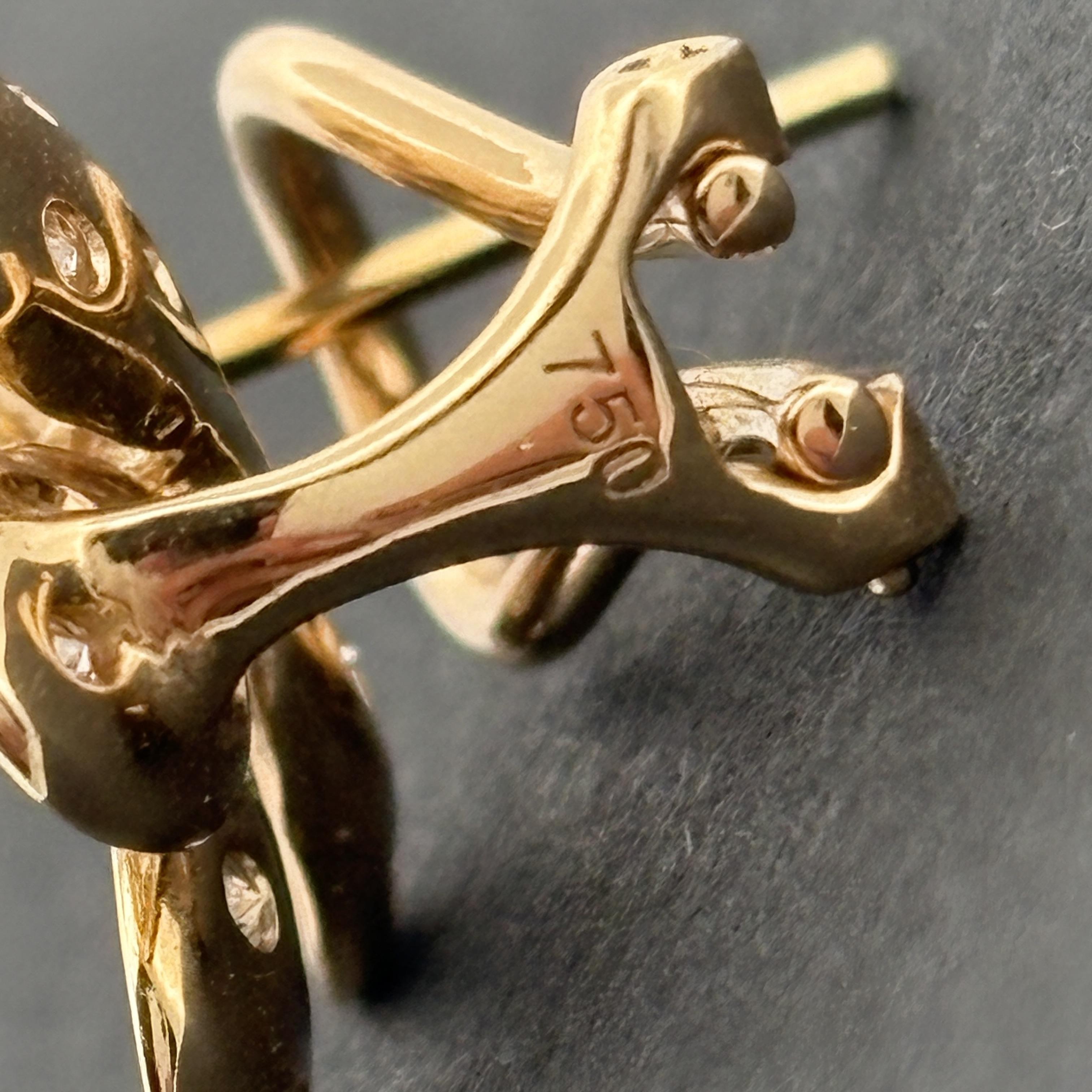 Estate Flower 18k Gelbgold & Diamant-Ohrringe 1,00ctw im Angebot 2