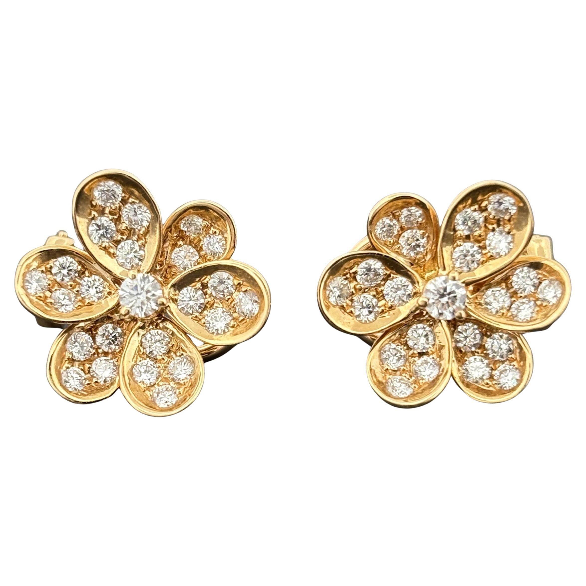 Estate Flower 18k Gelbgold & Diamant-Ohrringe 1,00ctw im Angebot