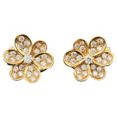 Pendientes Estate Flor Oro Amarillo 18k y Diamantes 1.00ctw