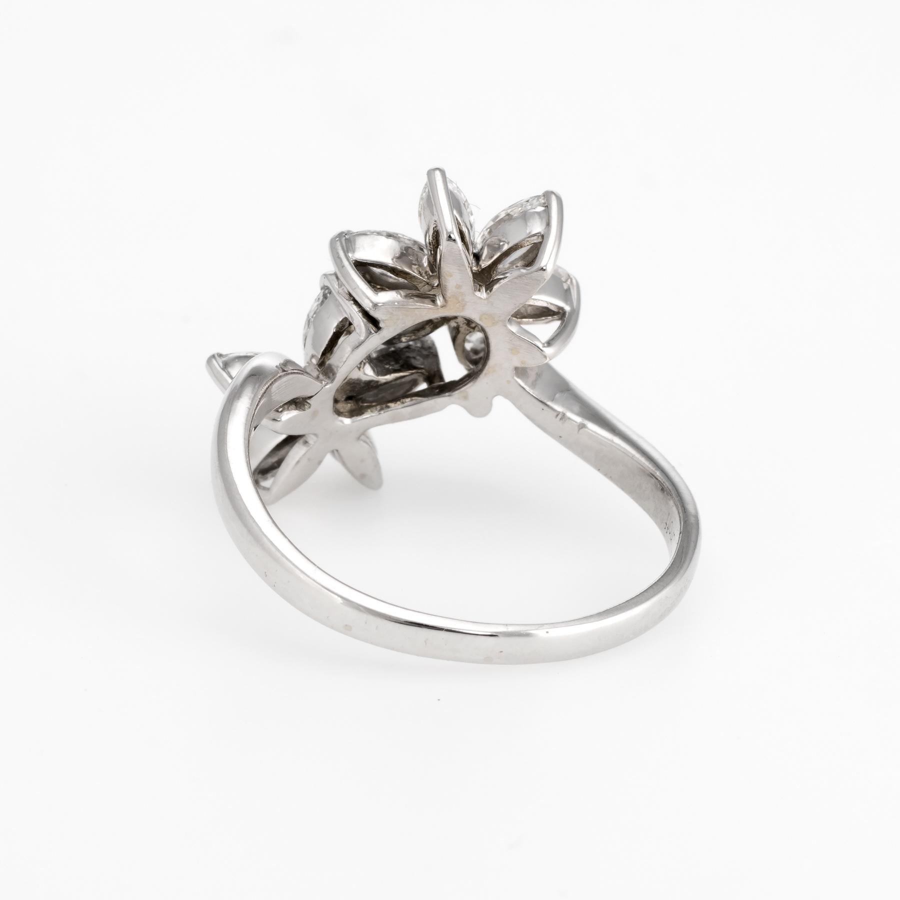 Estate Fortunoff Moi et Toi 1ct Diamond Ring Flowers 18k White Gold Fine Jewelry In Excellent Condition In Torrance, CA