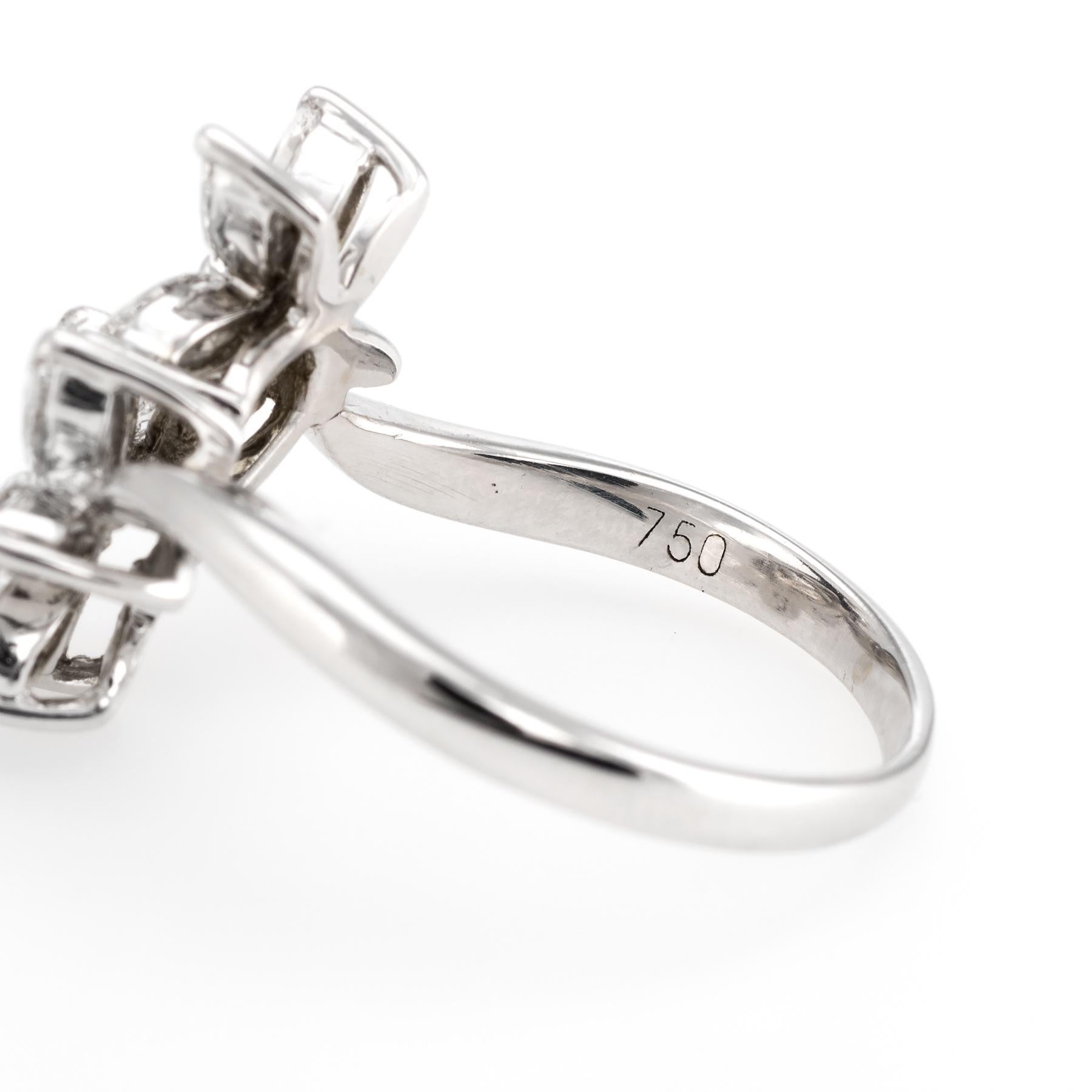 Estate Fortunoff Moi et Toi 1ct Diamond Ring Flowers 18k White Gold Fine Jewelry 1